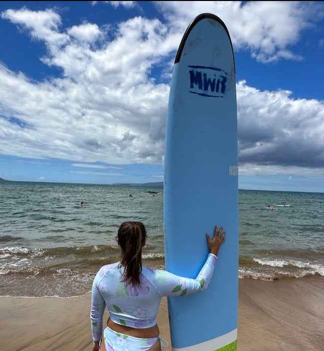 High Tide Hibiscus recycled long-sleeve crop