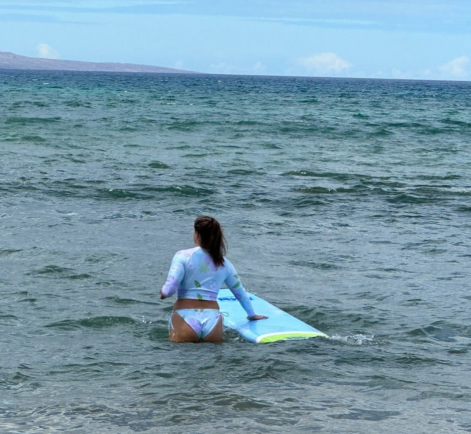 High Tide Hibiscus recycled long-sleeve crop