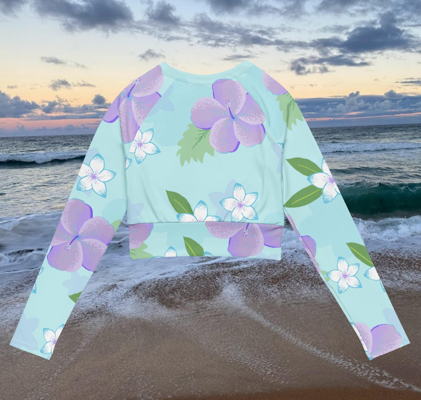 High Tide Hibiscus recycled long-sleeve crop