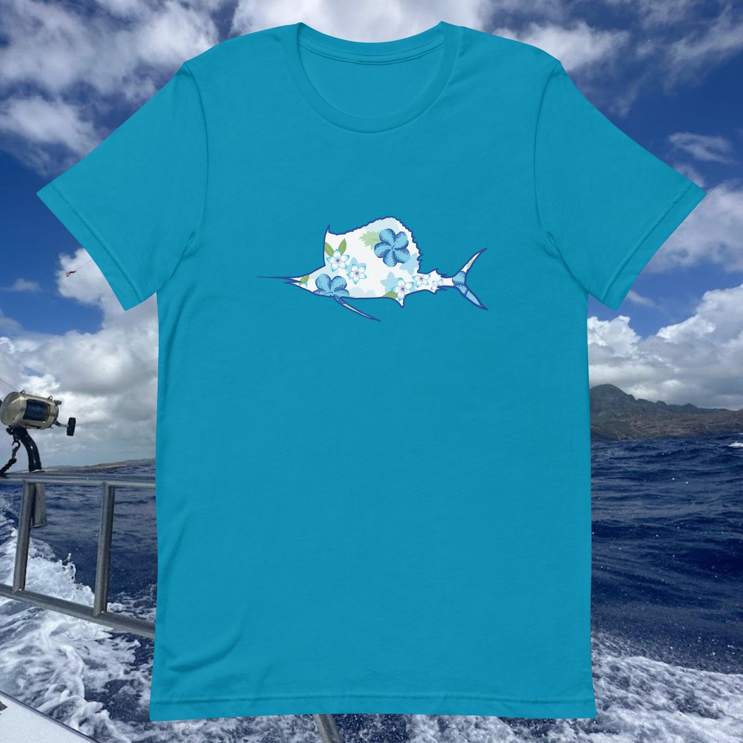 Hibiscus Breeze White Sailfish T-Shirt