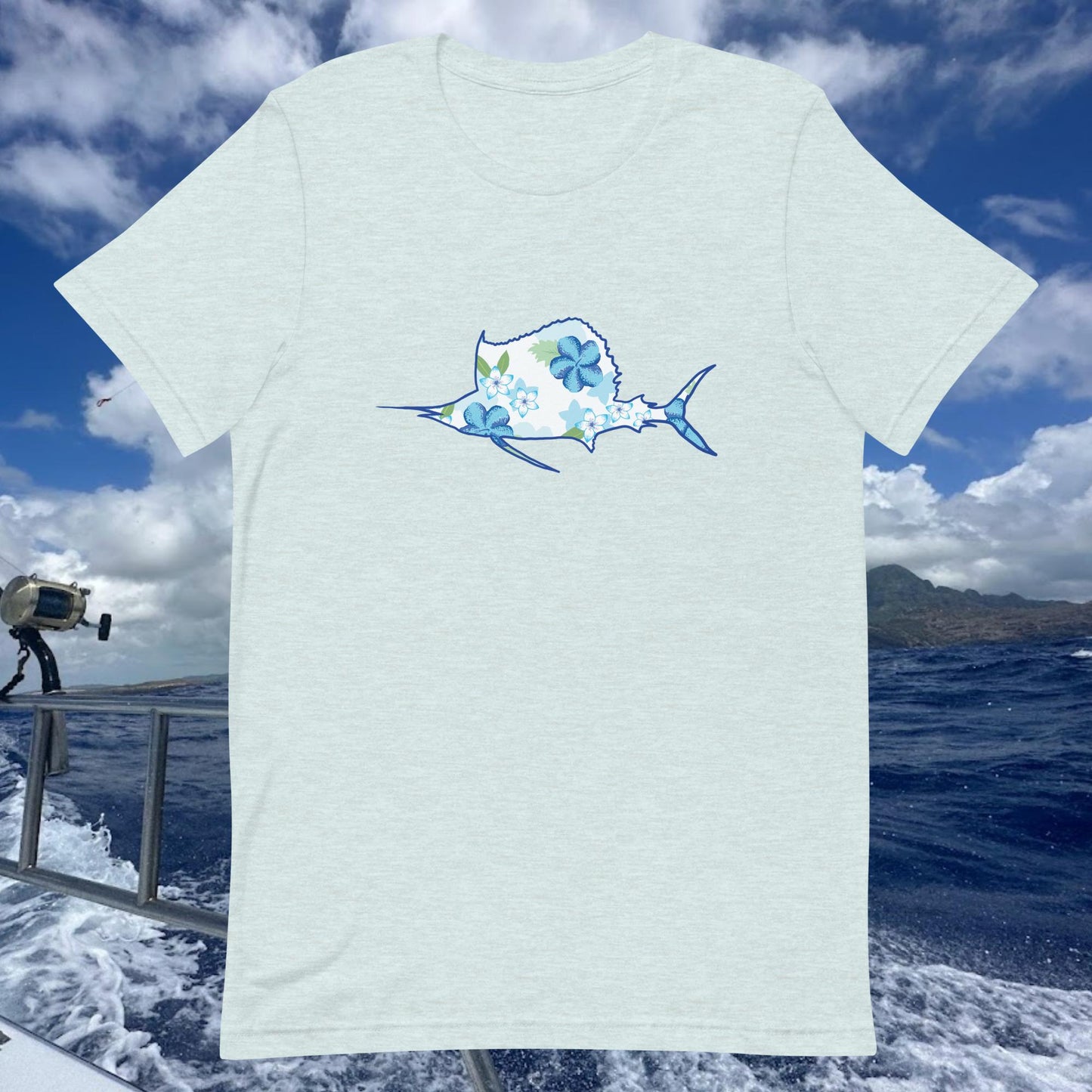 Hibiscus Breeze White Sailfish T-Shirt